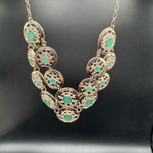 Elegant Gold and Green Statement Necklace